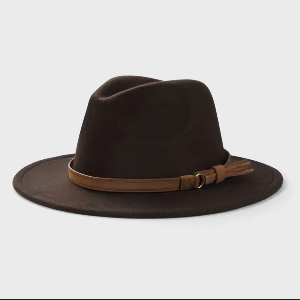 New! Women's Fedora Hat, Panama Hat, Bowler with Wide Brim and Belt Retro